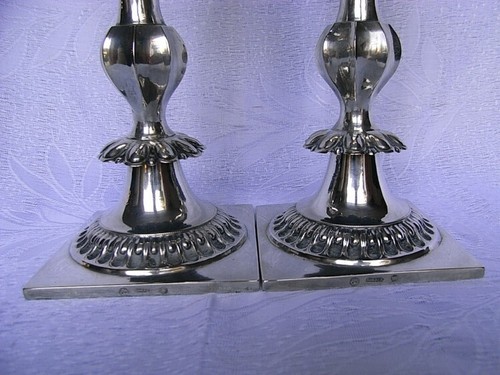 PAAR LEUCHTER SILBER 12 LOT UM 1840 BRESLAU-WROCLAW C.F.KOROCK - Picture 3 of 7