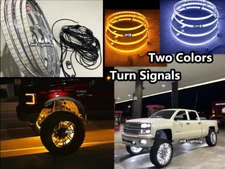 Set 4Rings 15.5"AMBER + WHITE DOUBLE LED Turn Signal Switchback Wheel Rim Lights