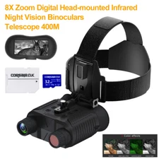 Night Vision Goggles IR 850nm 8X Digital Zoom Binoculars Helmet Mount Telescope