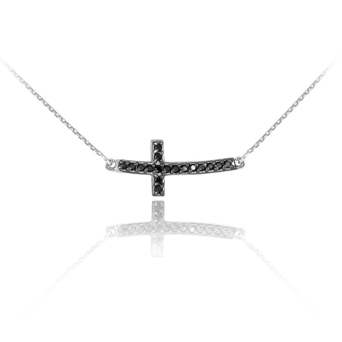 Sideways curved cross best sale necklace