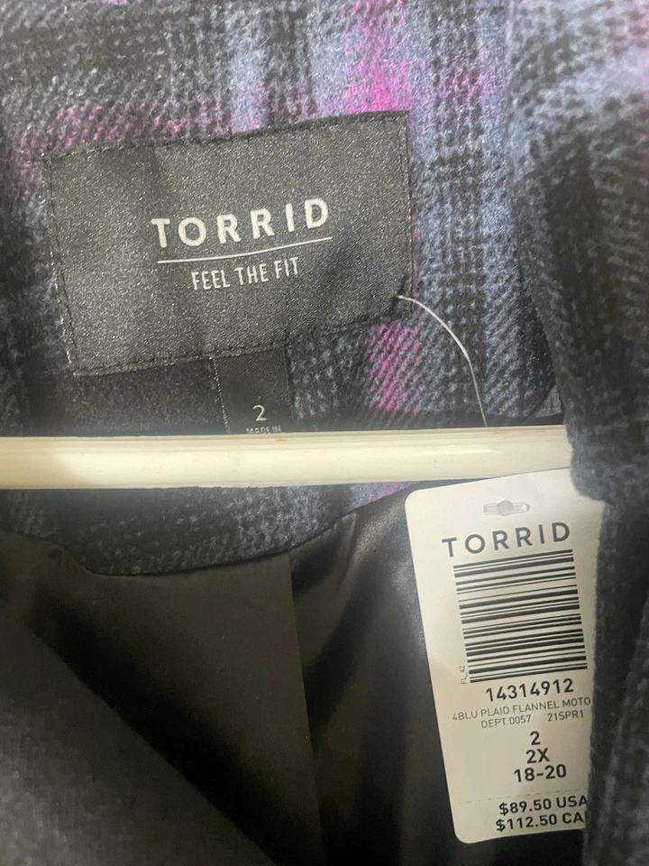 Chaqueta de Moto Torrid 2X Púrpura Franela a Cuadros Aislada Gruesa Punk Grunge Gótica Nueva con Etiquetas  Foto 3 de 4