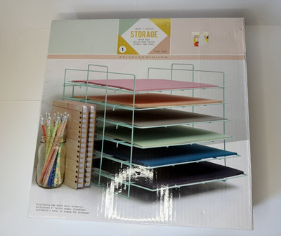 Create Paper Collapsible Wire Paper Rack Desktop Storage Organizer, 6 Shelves