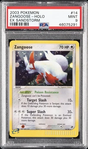 2003 POKEMON EX SANDSTORM #14 ZANGOOSE-HOLO PSA 9