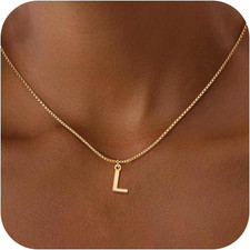 Initial Necklaces for Women Teen Girls, 18K Gold Plated Necklace Dainty a - Z Pe