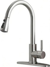 Kitchen Faucet W/ Pull Down Sprayer Brushed Nickel Stainless Steel Kitchen Sink