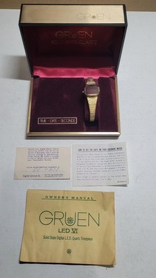 Gruen LED VI Solid State Digital LED Quartz Timepiece - Parts Or Repair