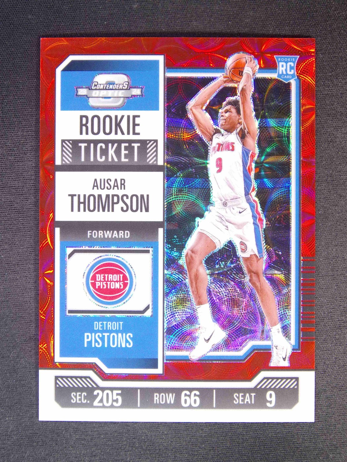 2023-24 Panini Contenders Optic Ausar Thompson #9 RC Rookie Ticket Red