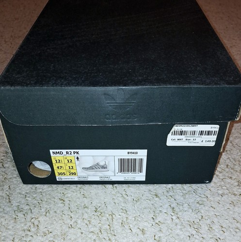Adidas NMD_R2 Primeknit NMD R2 Trainers BY9410 Original Mens White Grey UK 12 - Picture 2 of 11