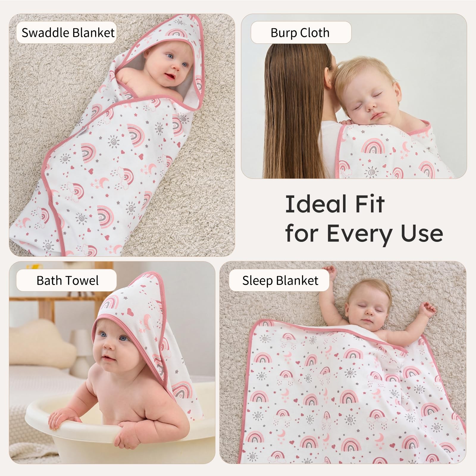 Baby Girl Bath Towels for Newborn, 100% Cotton Hooded Baby Towels for ...