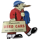 Vintage Chevrolet Sign - Large Porcelain Used Cars Cigar Gas Pump Dealer Sign