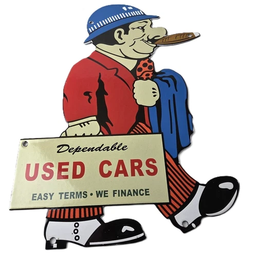 Vintage Chevrolet Sign - Large Porcelain Used Cars Cigar Gas Pump Dealer Sign