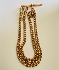 Victorian 9k Double ALBERT Gold Chain Birmingham James Moore & Co RARE