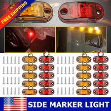10 Amber 10 Red Set Marker Light 2.5" LED Truck Trailer Oval Clearance Side Lamp
