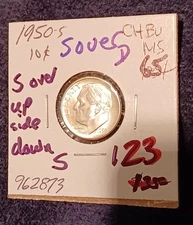 1950-S Roosevelt S over S Cherrypickers S over D Superb Unc error variety Dime