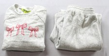 Chit Chat Girl's Jenna Fleece Bow Sweatshirt  Sweatpant Set MP7 Grey Medium NWT