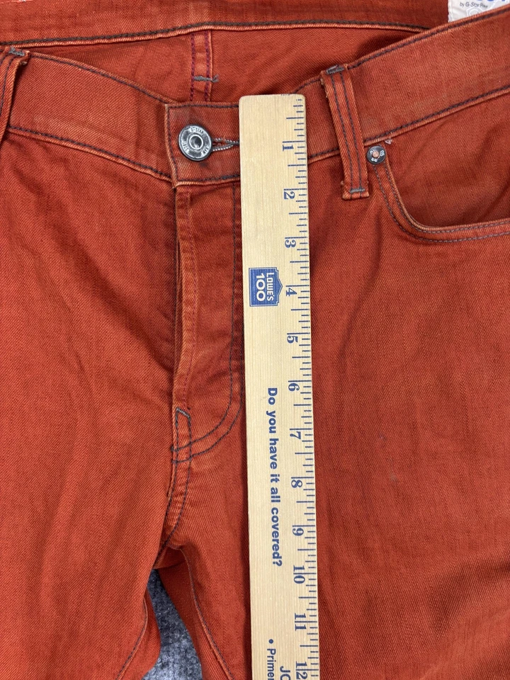 Pantalones de mezclilla G-Star RAW 3301 para hombre 34x34 naranja óxido botón mosca 5 bolsillos clásicos Foto 4 de 4