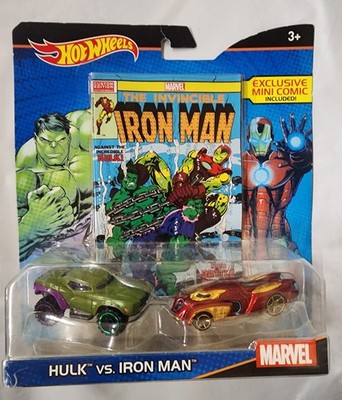 Hulk vs. Iron Man Diecast Cars with Exclusive Mini Comic Hot Wheels Marvel 2015