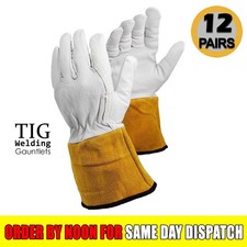 Image of ArmaDEX TIG Welding Gloves Pack Heat Resistant Leather Gauntlets PPE - 12 Pairs