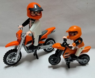 Playmobil Motorradfahrer Vater Sohn Crossmaschine Motocross Biker Rallye #F535