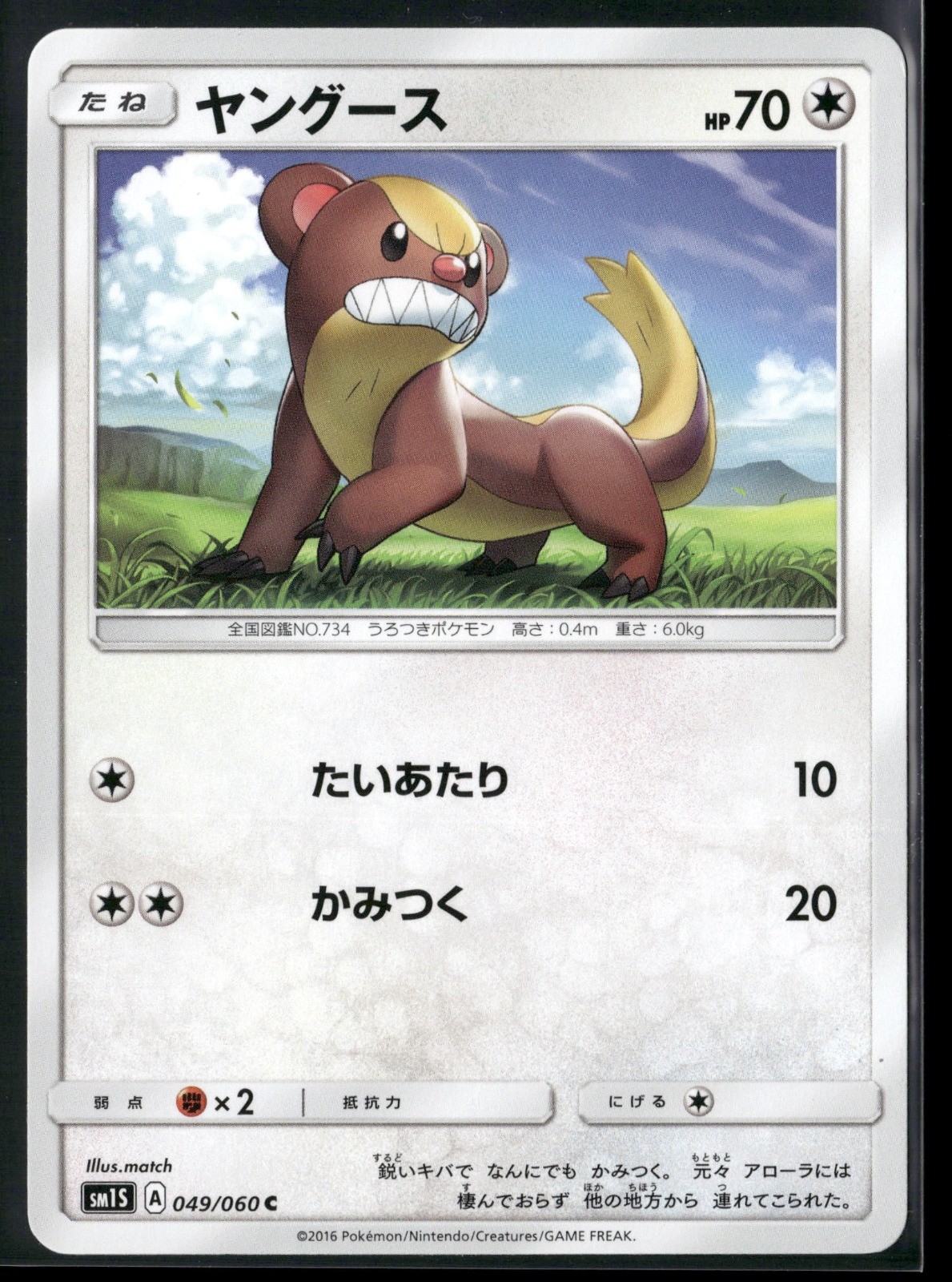 Yungoos Common SM1S: Collection Sun 049/060 2016 Pokemon TCG