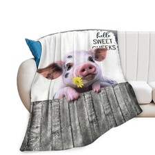 Funny Farm Pig Blanket - Soft Warm Cozy Fleece Throw for Girls, Women, Men, B...