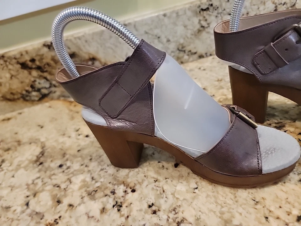 Sandalias de Plataforma Eric Michael Talla 37 Cuero Madera Tacón Bloque Hechas en Portugal Foto 3 de 4