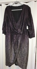Lane Bryant Metallic Ombr  Faux Wrap Dress Purple/Silver Glitter Size 22 NWT
