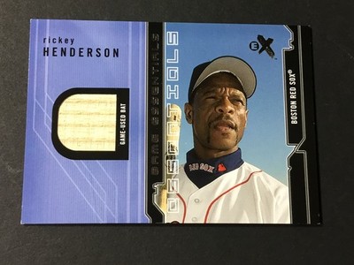2002 E-X Game Essentials Game Used Rickey Henderson Bat Card Boston Red Sox AJi