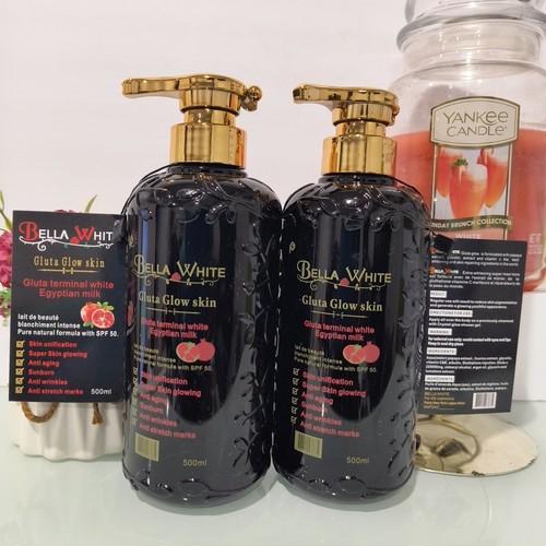 2X Bella-white Glutta-glow Lozione Corpo Sbiancante Pelle con Latte Egiziano 500ml ๐ฏ - Foto 1 di 7