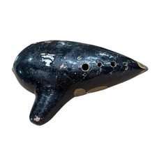 Antique Heinrich Fiehn Vienna Clay Ocarina Sweet Potato Flute Black Gold Key D12