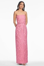 Sachin Babi Sophia Rose Pink Floral Jacquard Strapless Gown Size 0 895