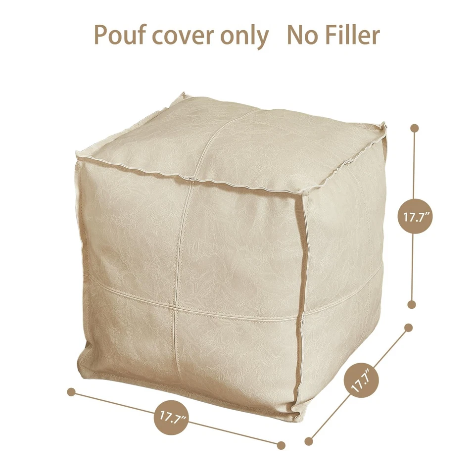 Ottomane Pouf Abdeckung, handgefertigter Outdoor Pouf Kunstleder marokkanisch... - Bild 2 von 4