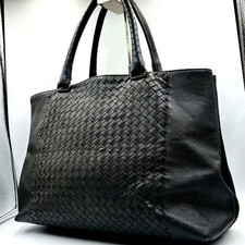 Authentic Bottega Veneta tote bag business Intrecciato Leather Charcoal Black