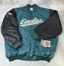 VTG Reebok Philadelphia Eagles Reversible Satin Bomber Jacket Gridiron Classic