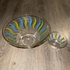 Vintage Mid-Century Modern ANCHOR HOCKING RHAPSODY Chip & Dip Bowl Set Atomic