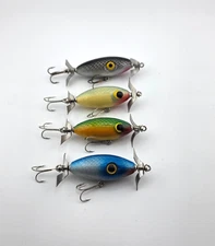 (4) Vintage Luhr-Jensen & Ozark Mountain Wood Chopper Top Water Lures Lot of 4