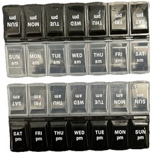 TWO Weekly Twice a Day 7 day AM PM Pill Box Organizer Medicine Organizer Case