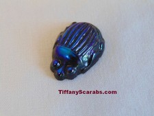 ANTIQUE ca: 1910 UNSET TIFFANY FAVRILE COBALT BLUE ART GLASS SCARAB - AUTHENTIC