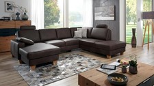 Wohnlandschaft Scotch Ecksofa Eckgarnitur mit Federkern Echtleder kastanie braun