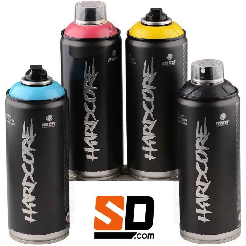 Bombes de peinture MTN Hardcore lot de 4 pour customiser vos objets