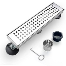 Linear Shower Drain, 12 inch Drain with Removable Grate Cover, Brushed 304 St...