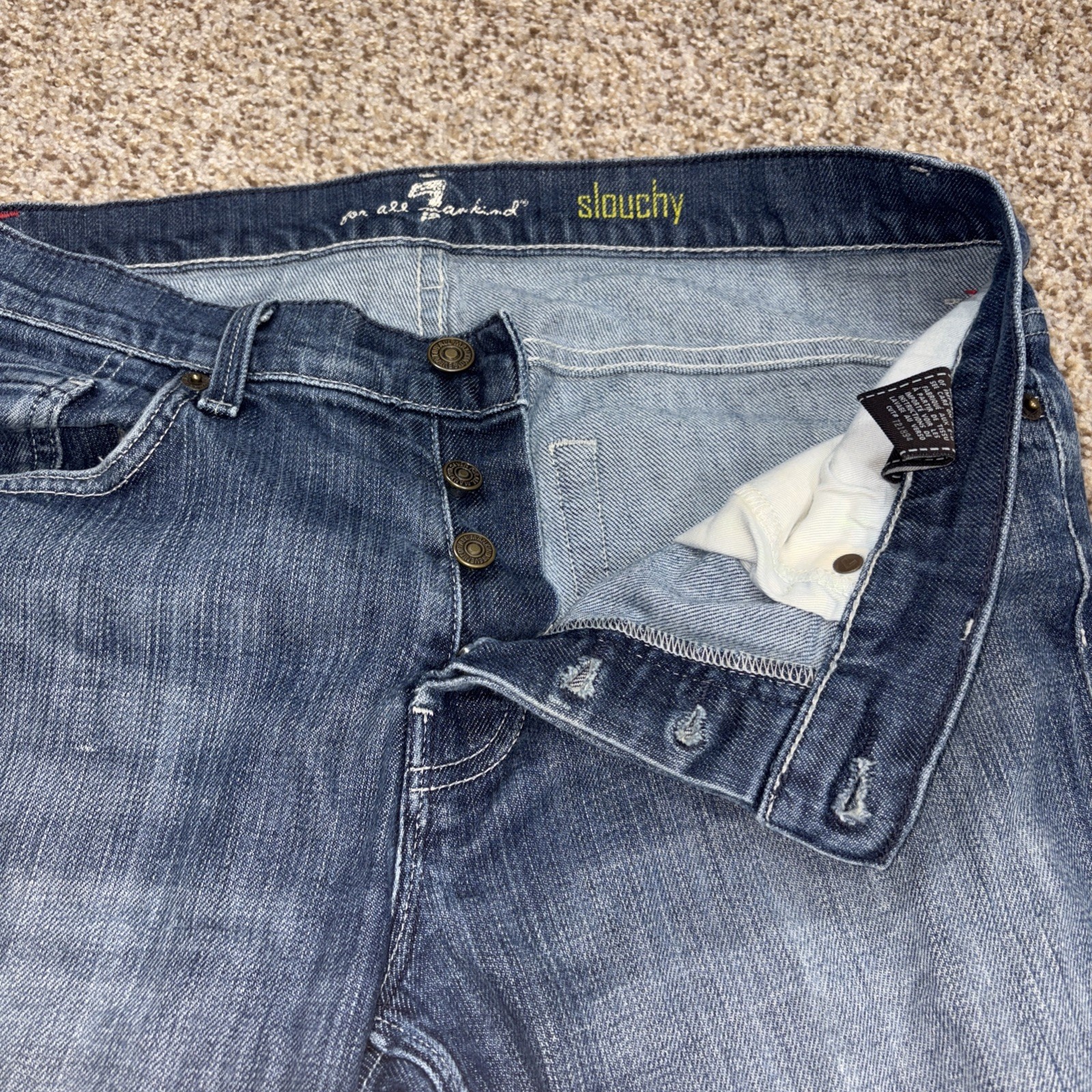 7 for all Mankind Slouchy Denim jeans Men's size 33 X 29 medium wash button fly - View 2