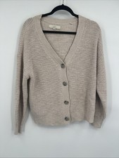 Loft Cream Cable Knit Button Up Long Sleeve Sweater Medium