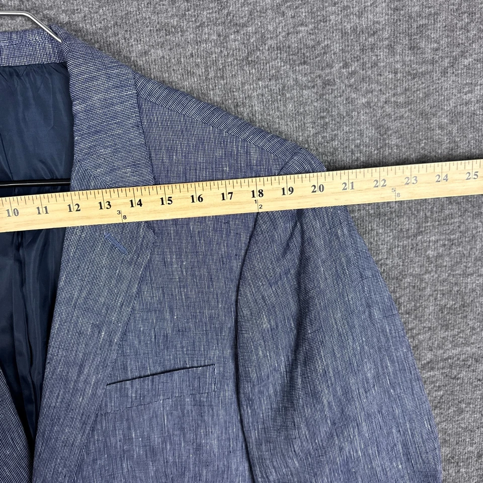 J Crew Thompson Blazer Mens 46R Blue Heather 100% Linen Sport Coat Jacket - Image 4 of 4