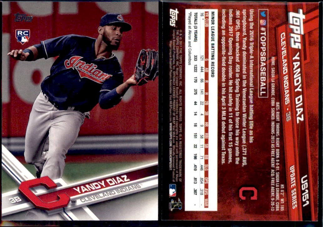 2017 Topps Update Yandy Diaz Cleveland Indians #US151-2110