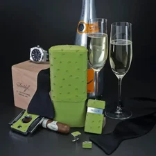 Brizard and Co Ostrich Matcha Green Case , Cutter and Lighter NIB