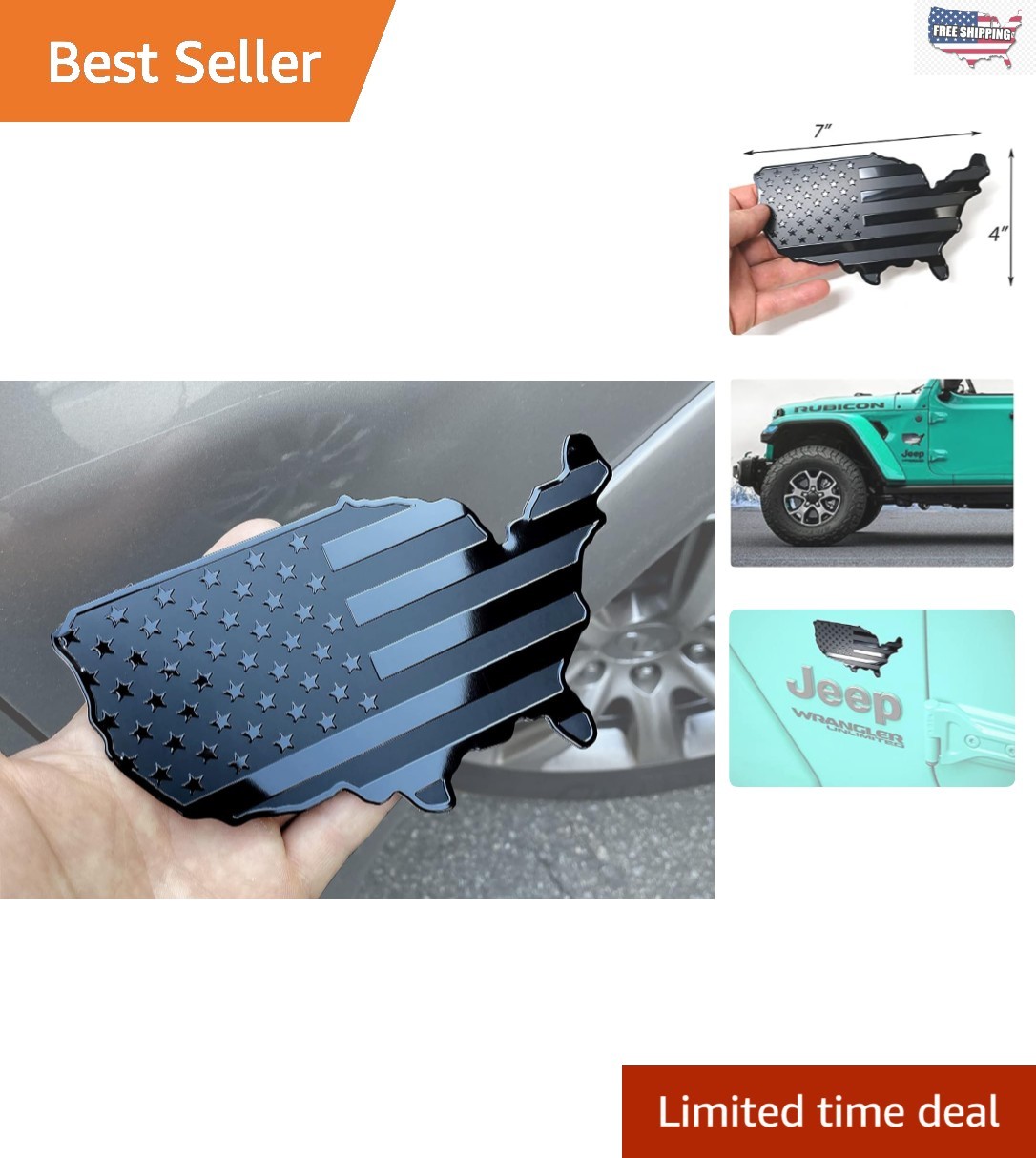 Embossed Aircraft Aluminum Black Flag Emblem - Universal Fit for Auto & Home