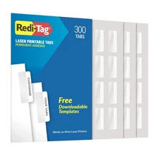 300 Count White Laser Printable Index Tabs 2 x 0.875 Permanent Adhesive