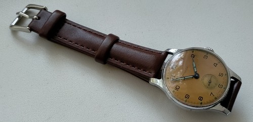 Orologio Pobeda 2602 Modello 81CHN Quadrante Rame Vintage Originale Sovietico 2 MChZ 1955 - Foto 6 di 11