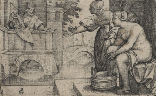 Georg Pencz Kleinmeister David und Bathseba Kupferstich 16. Jhd. Altes Testament - Bild 3 von 5